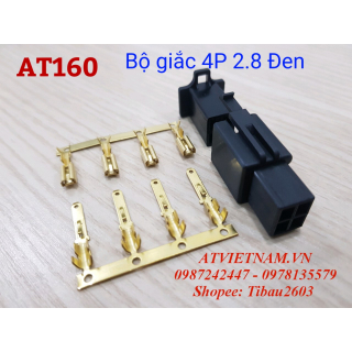 Bộ Giắc Nhựa 4 Lỗ Đen 2P 2.8 - AT160 ( Bịch 10 bộ)